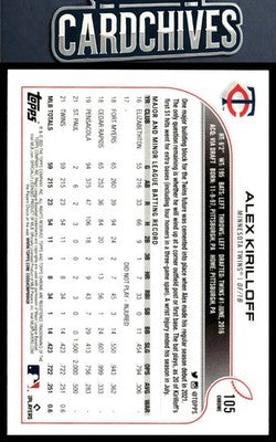 Alex Kirilloff 2022 Topps Chrome Sonic #105 Black & White RayWave