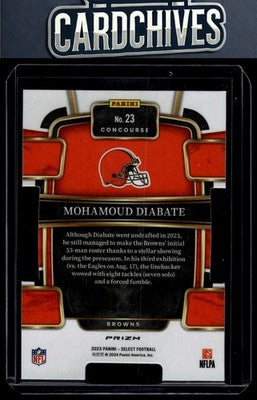 Mohamoud Diabate 2023 Panini Select #23 Black and Green Prizms Die Cuts Rookie