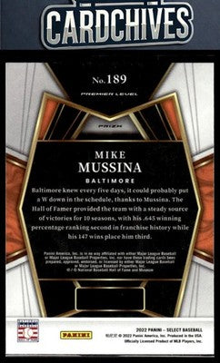 Mike Mussina 2022 Panini Select #189 Scope