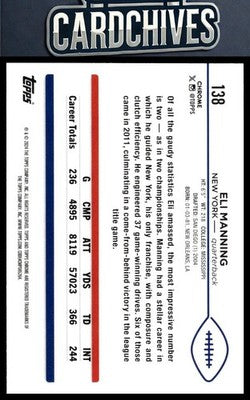 Eli Manning 2024 Topps Chrome #138