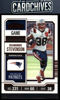 Rhamondre Stevenson 2023 Panini Contenders #71 Game Ticket Red
