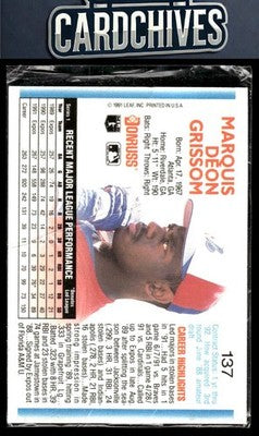 Marquis Grissom 1992 Donruss #137b