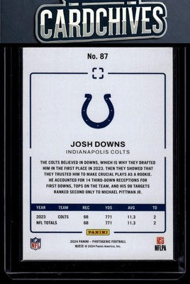 Josh Downs 2024 Panini Photogenic #87