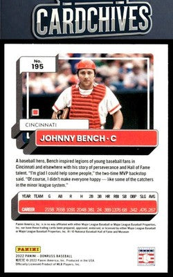 Johnny Bench 2022 Donruss #195 Holo Blue