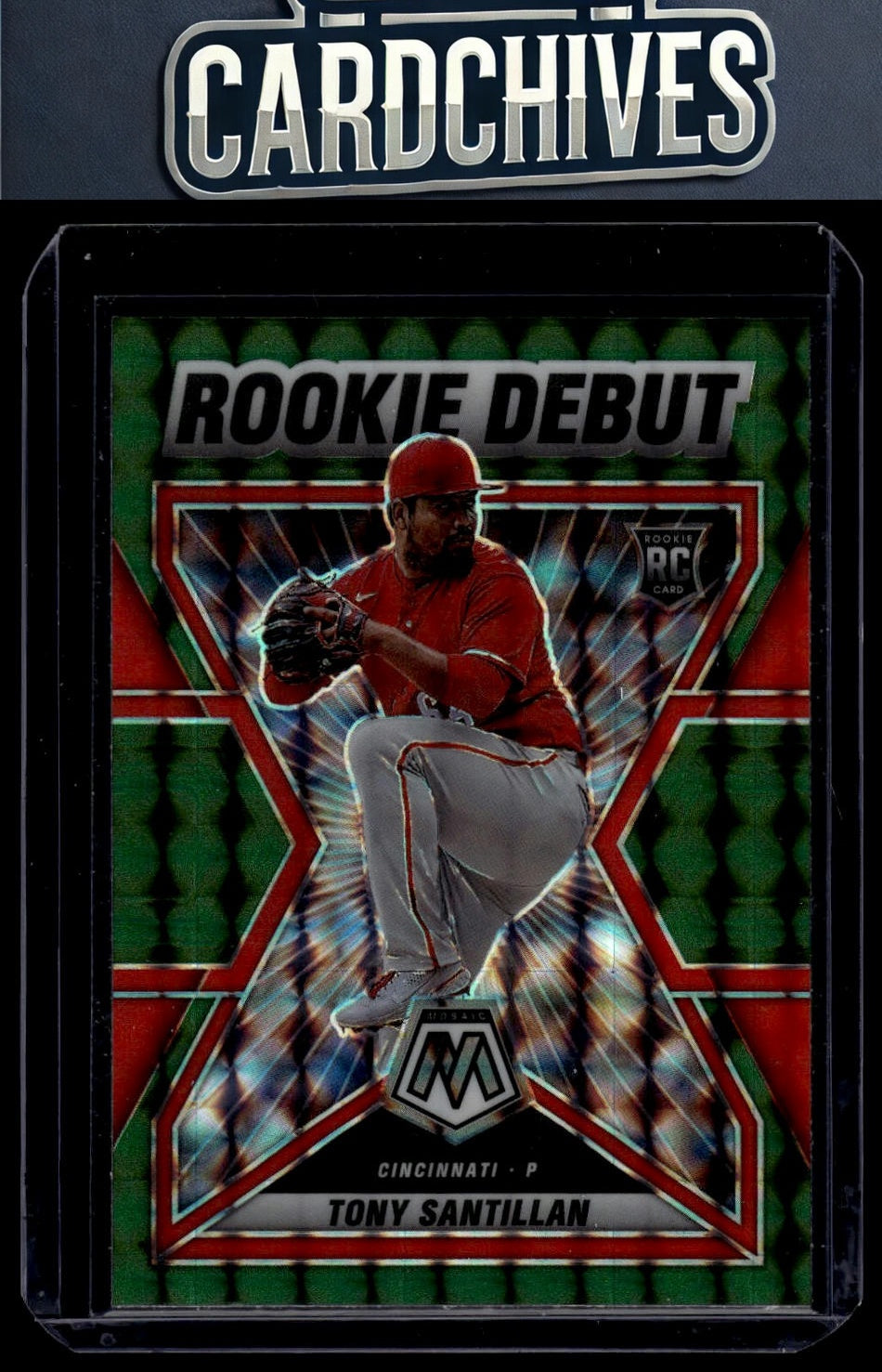 Tony Santillan 2022 Panini Mosaic #RD-2 Rookie Debut Green Mosaic
