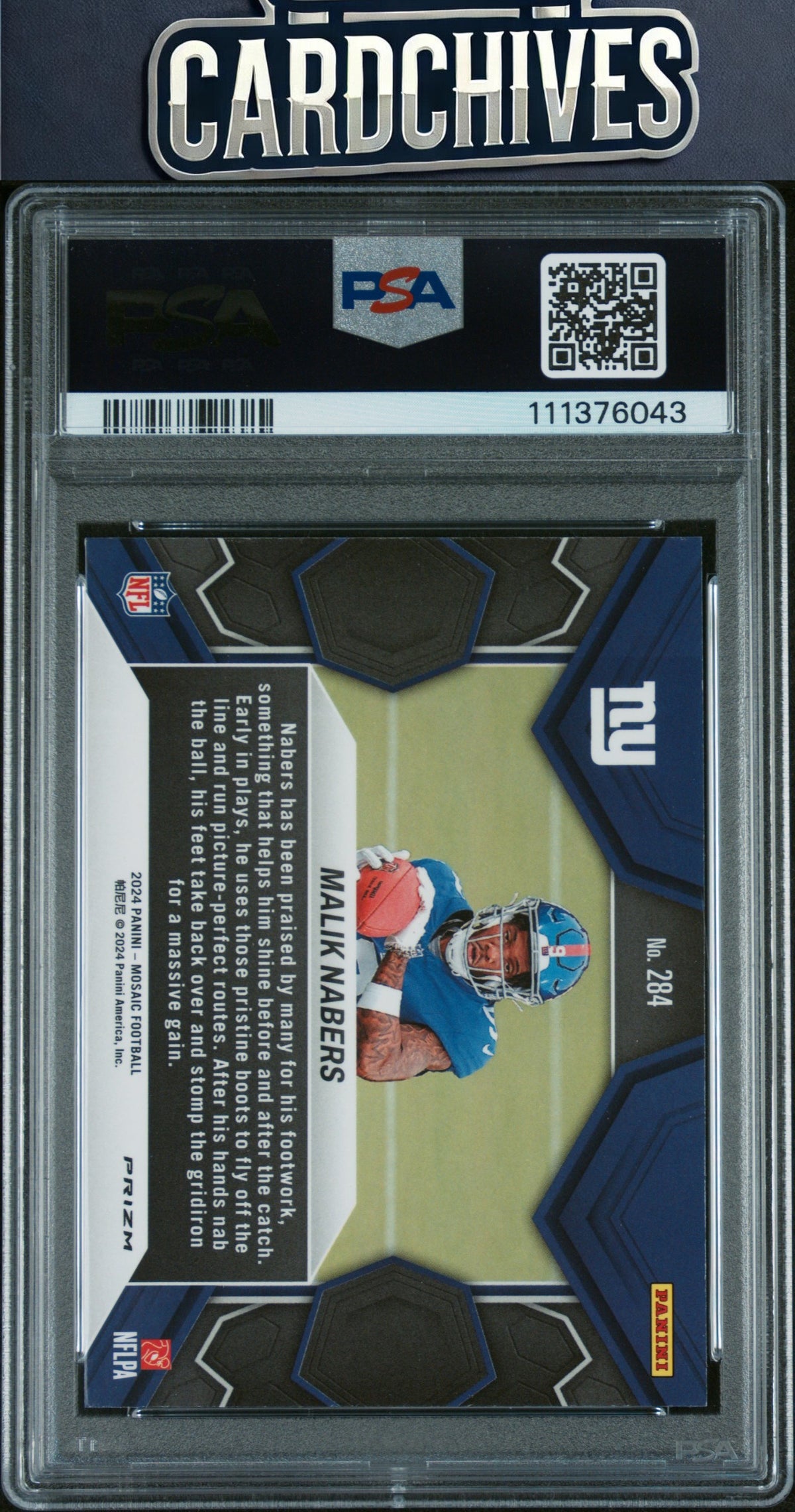 Malik Nabers 2024 Panini Mosaic #284 Mosaic Reactive Blue PSA 10 GEM MT