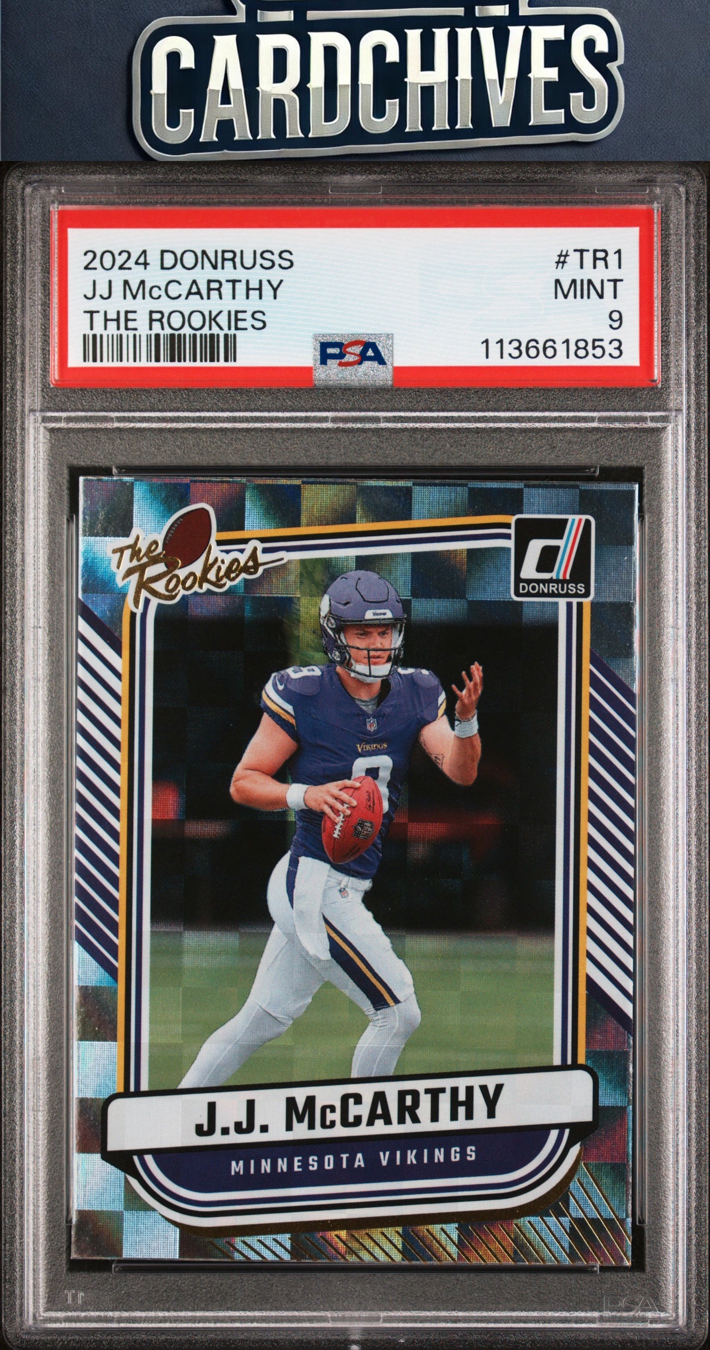 J.J. McCarthy 2024 Donruss #TR-1 The Rookies PSA 9 MINT