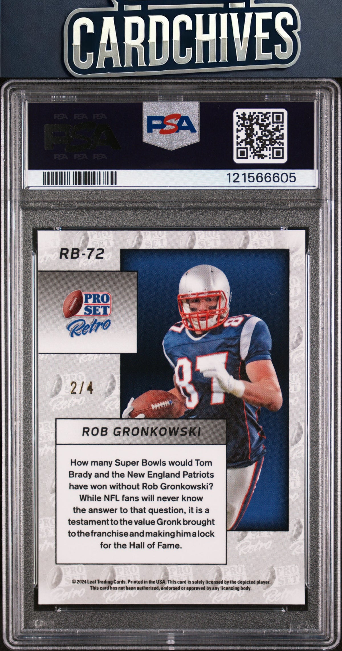 Rob Gronkowski 2024 Pro Set Metal #RB-72 Retro Pulsar Purple #/4 PSA 8 POP 1