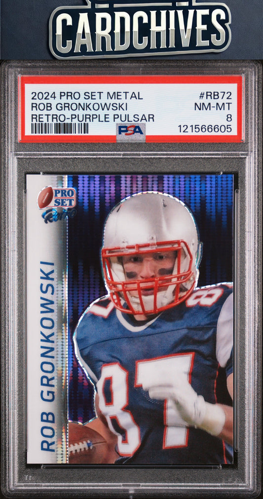 Rob Gronkowski 2024 Pro Set Metal #RB-72 Retro Pulsar Purple #/4 PSA 8 POP 1