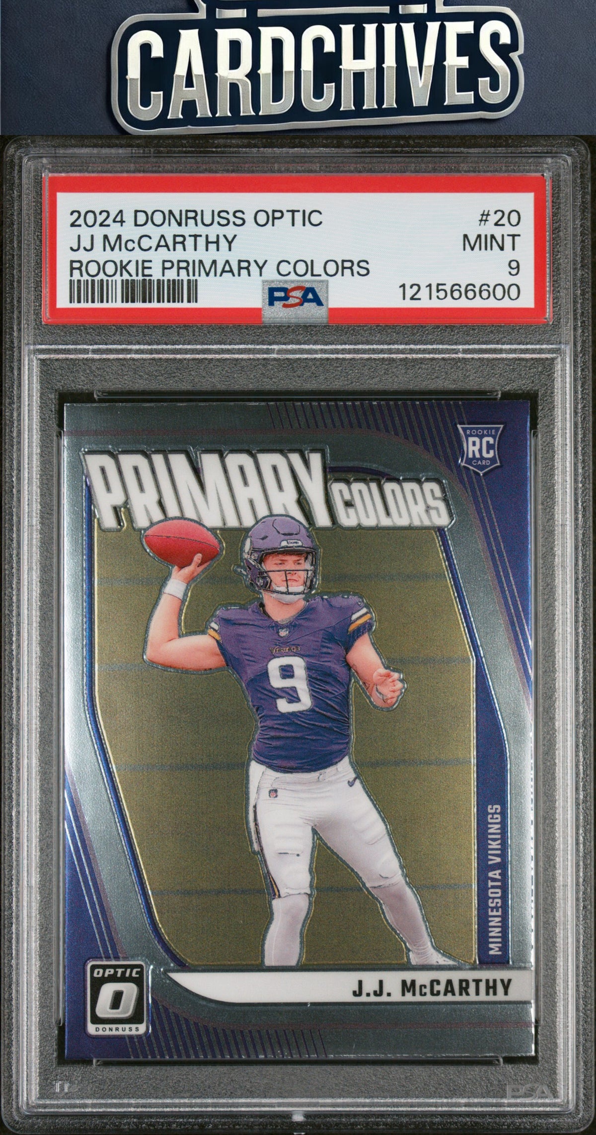J.J. McCarthy 2024 Donruss Optic #20 Rookie Primary Colors PSA 9 MINT
