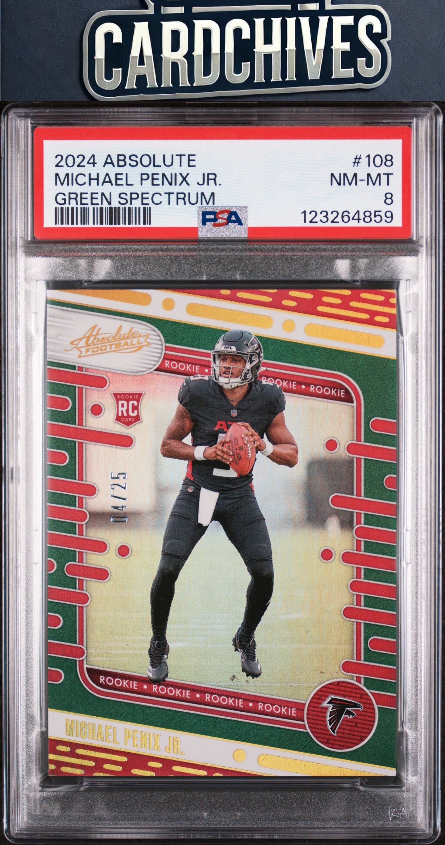 Michael Penix Jr. 2024 Panini Absolute #108 Green Spectrum #/25 PSA 8 POP 1 🔥