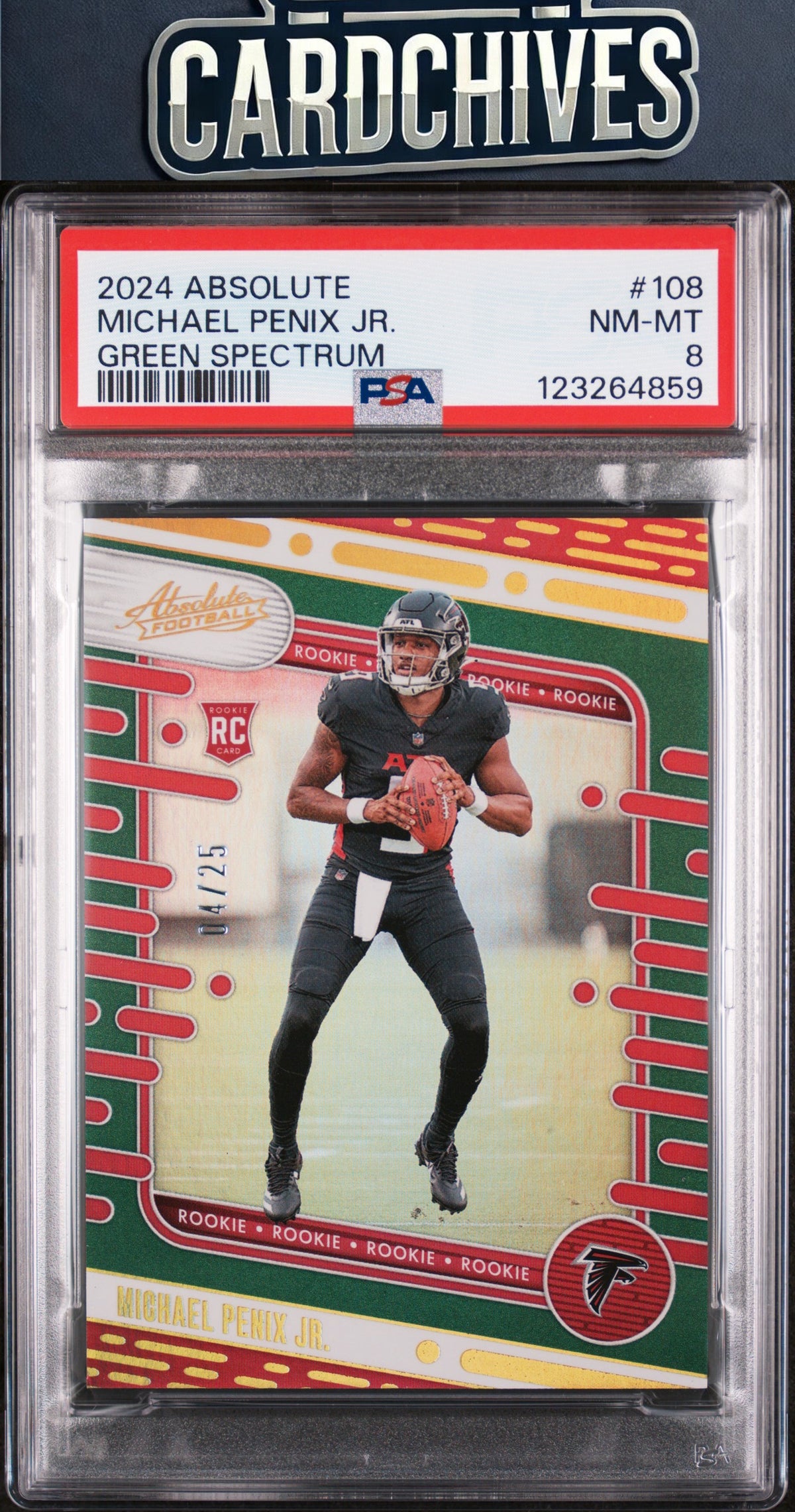 Michael Penix Jr. 2024 Panini Absolute #108 Green Spectrum #/25 PSA 8 POP 1 🔥