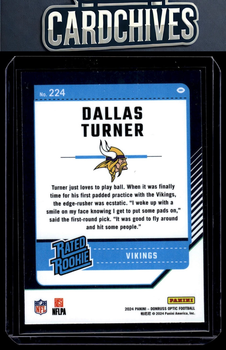 Dallas Turner 2024 Donruss Optic #224 Rookie
