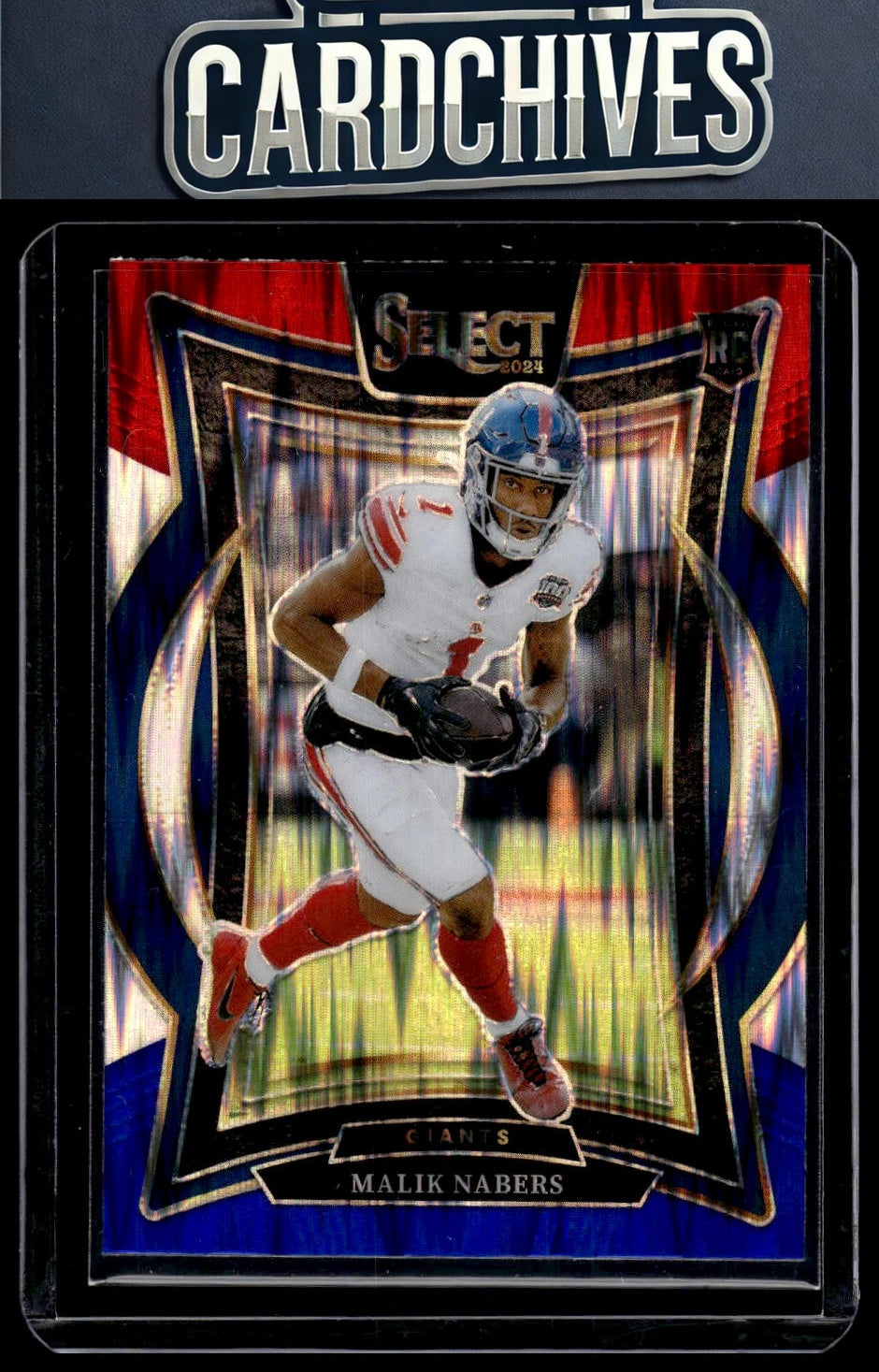 Malik Nabers 2024 Panini Select #29 Red & Blue Prizm Shock Rookie RC