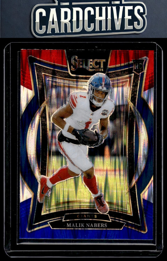 Malik Nabers 2024 Panini Select #29 Red & Blue Prizm Shock Rookie RC