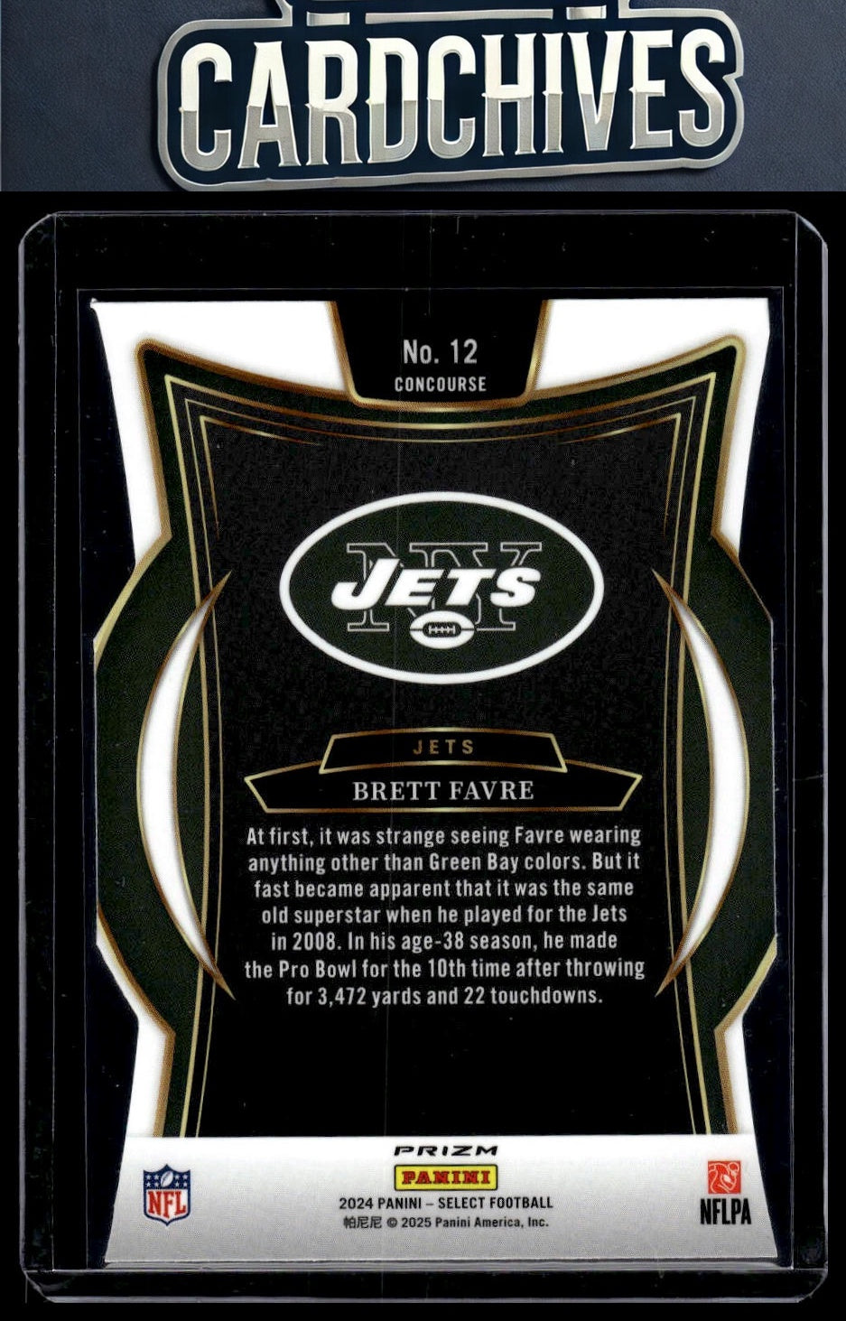 Brett Favre 2024 Panini Select #12 Silver Prizm Die Cut
