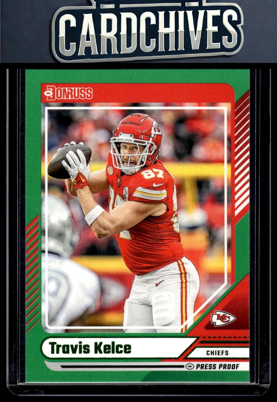 Travis Kelce 2024 Donruss #285 Press Proof Green