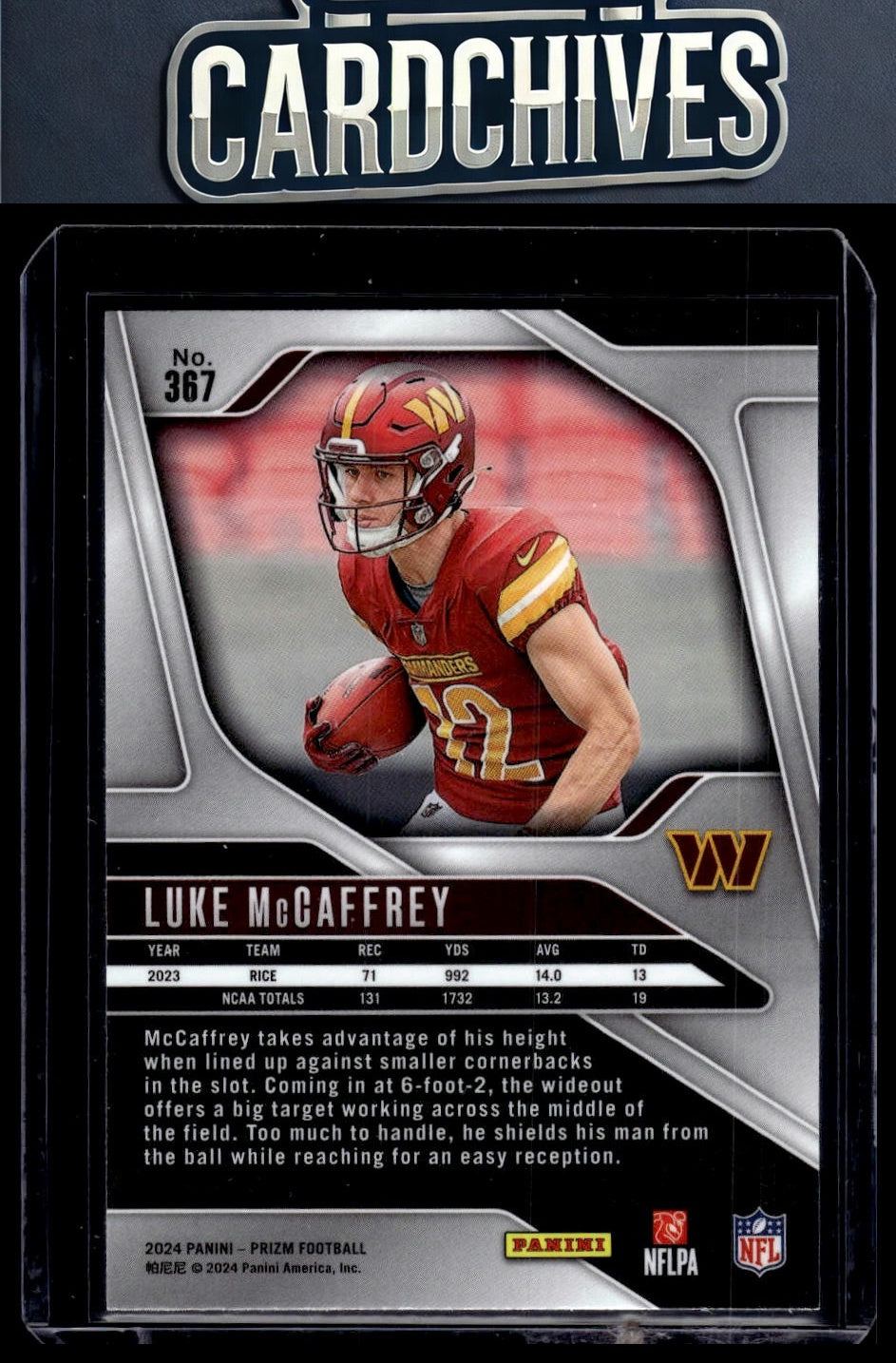 Luke McCaffrey 2024 Panini Prizm #367 Rookie RC