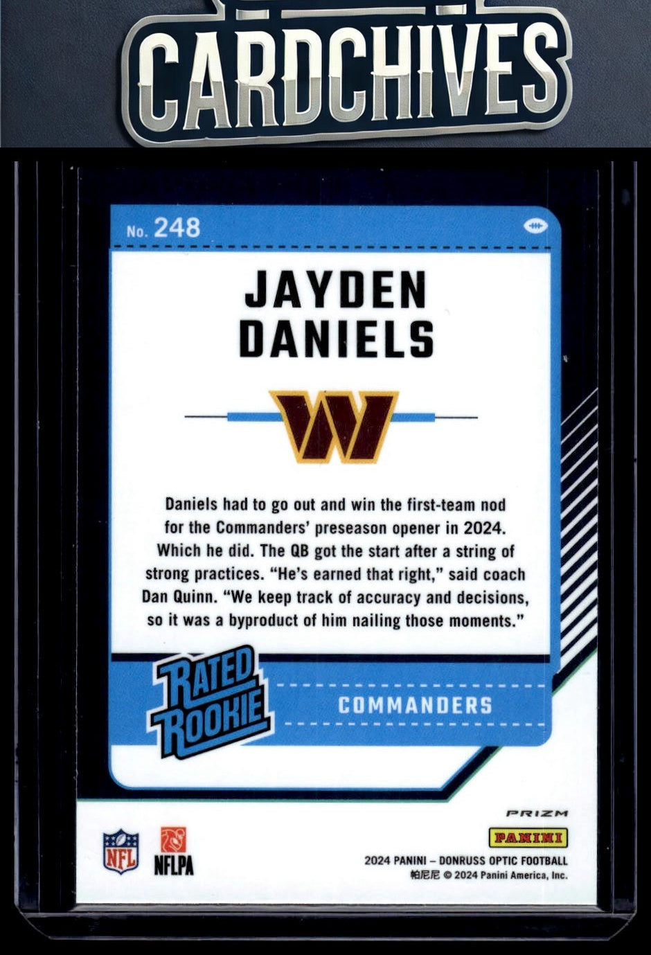 Jayden Daniels 2024 Donruss Optic #248 Pink