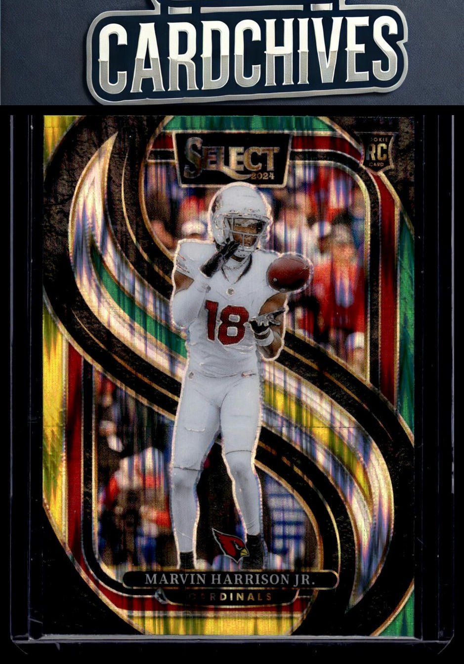 Marvin Harrison Jr. 2024 Panini Select #115 Green & Yellow Prizm Shock RC