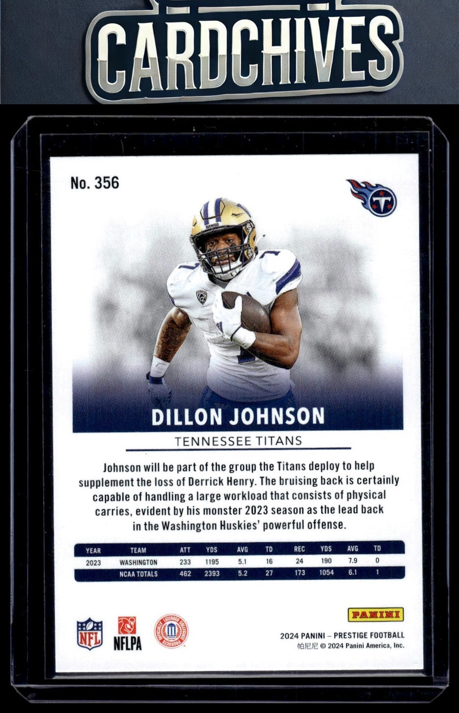 Dillon Johnson 2024 Panini Prestige #356 Rookie RC