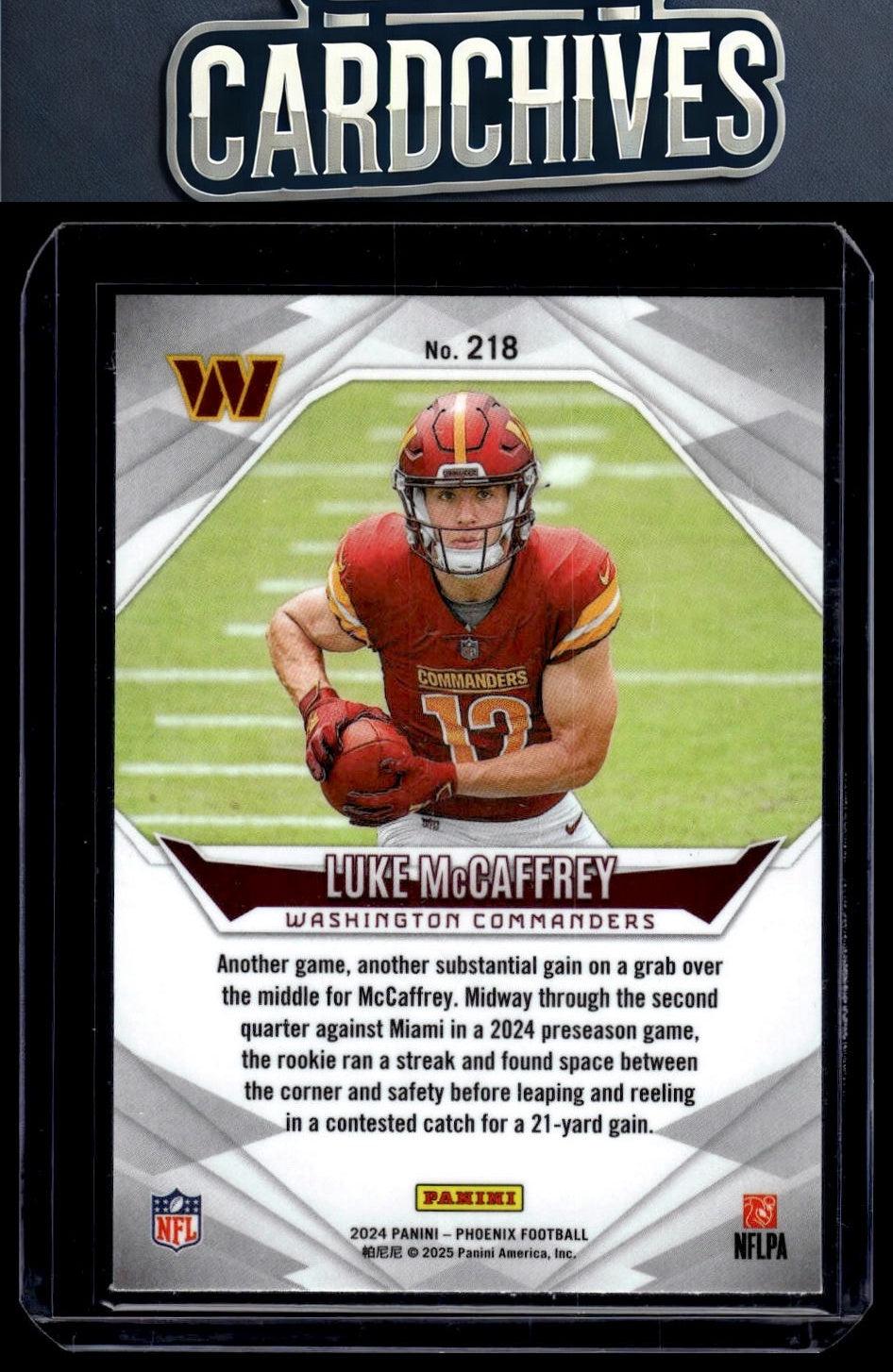 Luke McCaffrey 2024 Panini Phoenix #218 Rookie RC