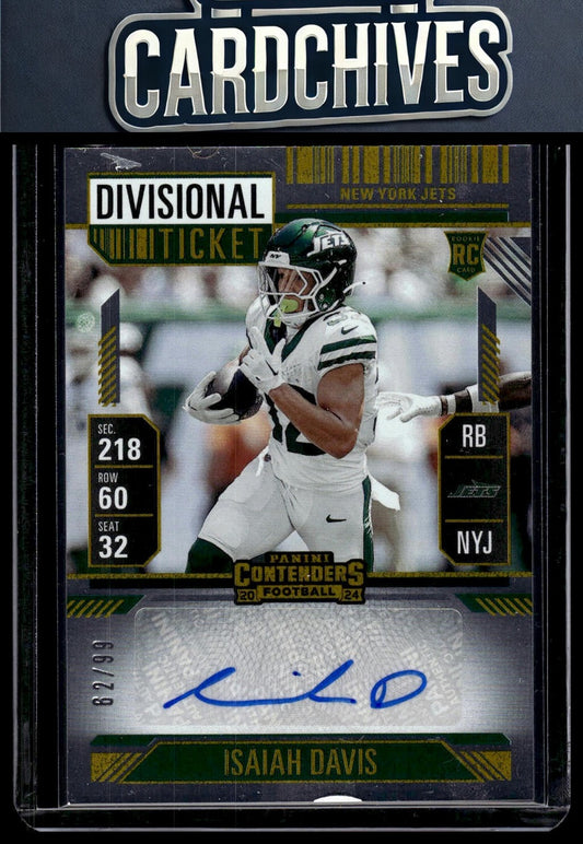 Isaiah Davis 2024 Panini Contenders #176 Divisional Ticket #/99 Auto SN,RC,AU