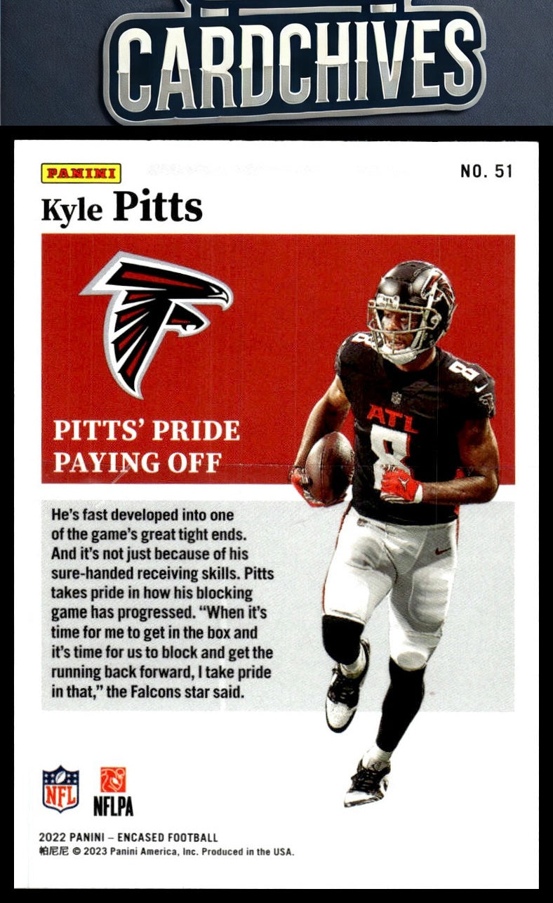 Kyle Pitts 2022 Panini Encased #51 Sapphire #/25 SN