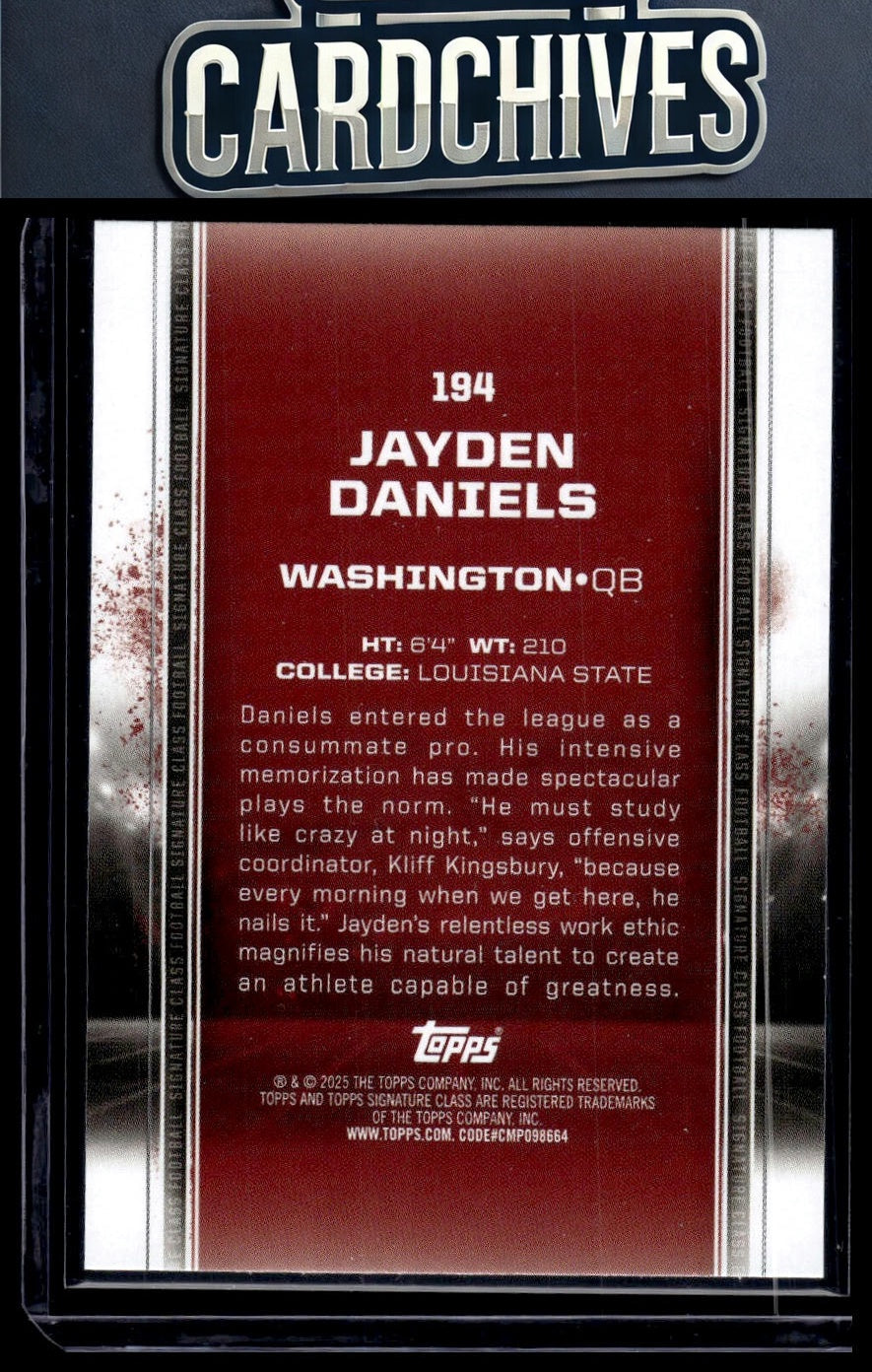 Jayden Daniels 2024 Topps Signature Class #194 Rookie RC