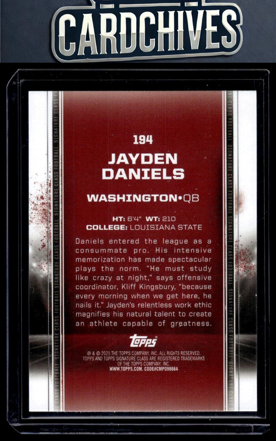 Jayden Daniels 2024 Topps Signature Class #194 Rookie RC