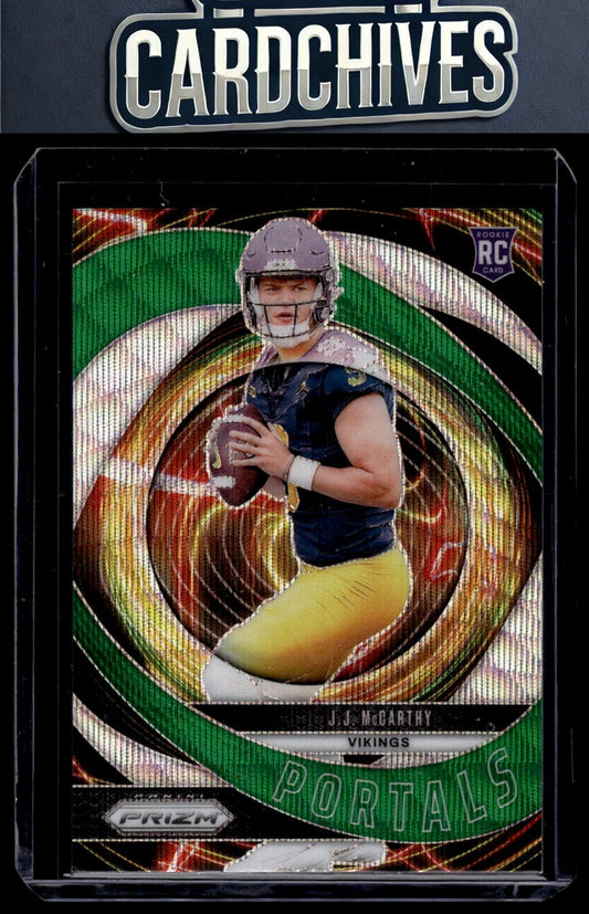 J.J. McCarthy 2024 Panini Prizm #7 Portals Wave Green Prizm