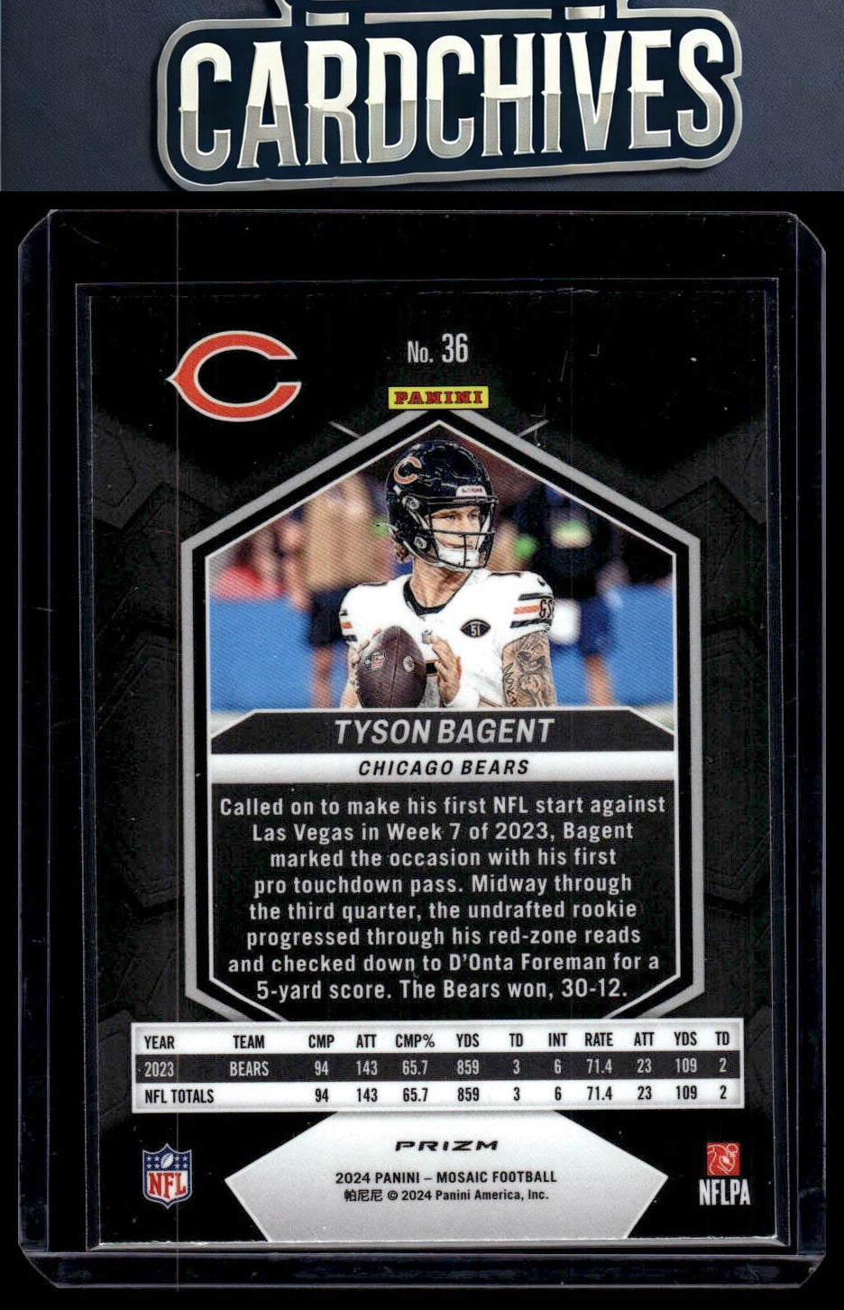 Tyson Bagent 2024 Panini Mosaic #36 Mosaic Reactive Blue