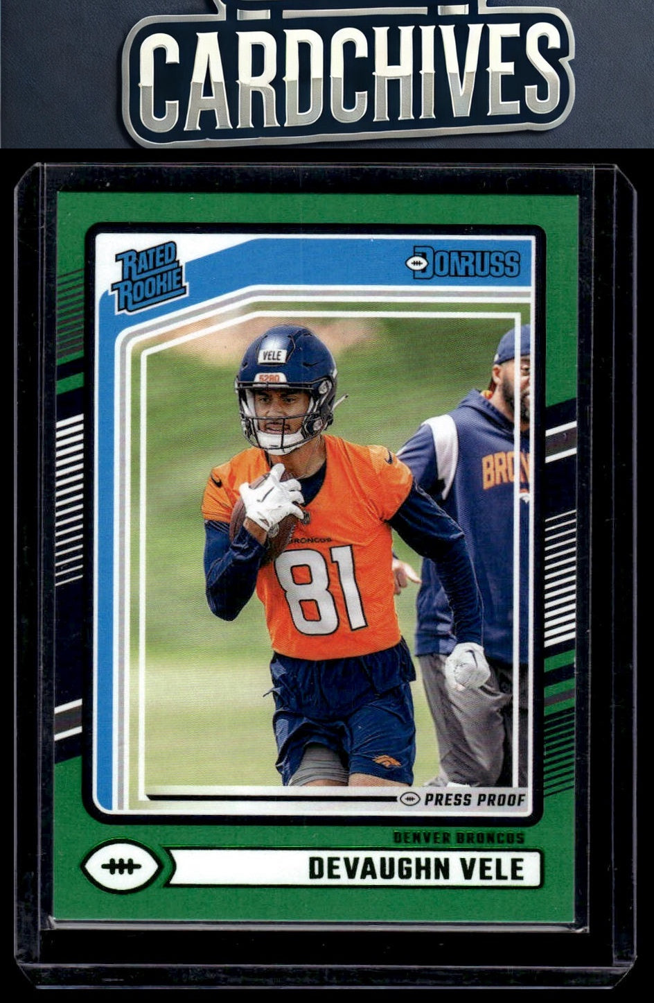 Devaughn Vele 2024 Donruss #395 Press Proof Green Rookie RC
