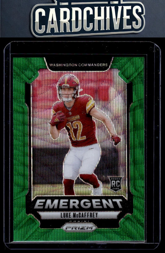 Luke McCaffrey 2024 Panini Prizm #14 Emergent Wave Green Prizm