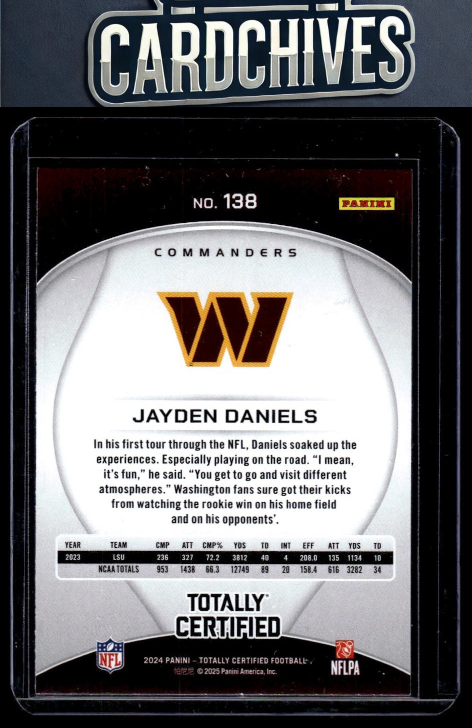 Jayden Daniels 2024 Panini Totally Certified #138 Rookie RC