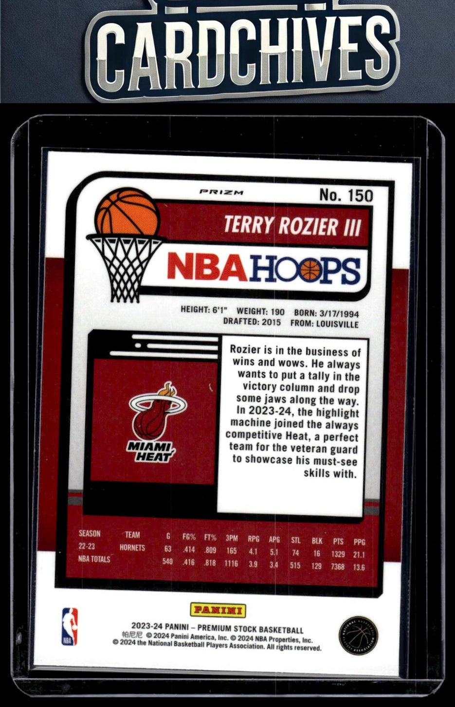 Terry Rozier III 2023-24 Hoops Premium Stock #150 Seismic Prizm