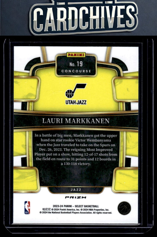 Lauri Markkanen 2023-24 Panini Select #19 Blue Prizms