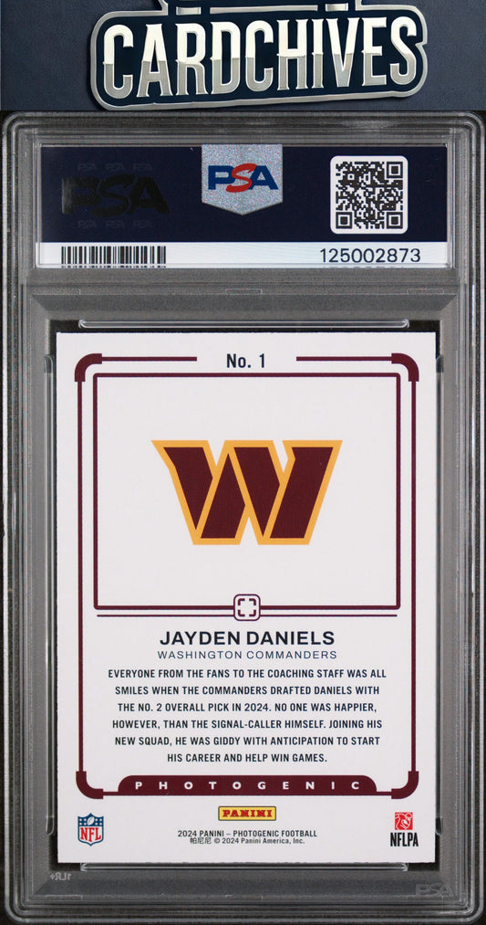 Jayden Daniels 2024 Panini Photogenic #1 Draft Snapshots PSA 8 NM-MT