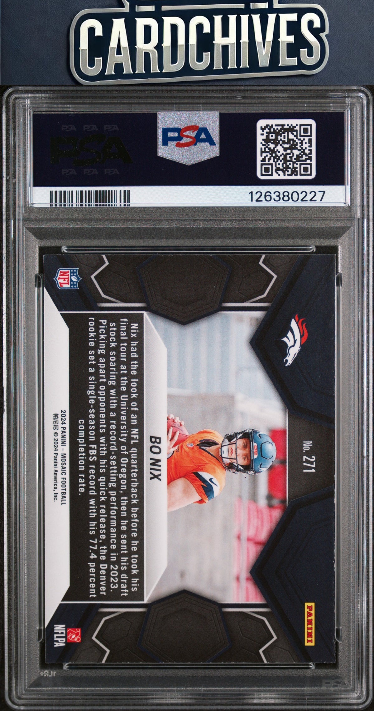 Bo Nix 2024 Panini Mosaic #271 PSA 9 MINT