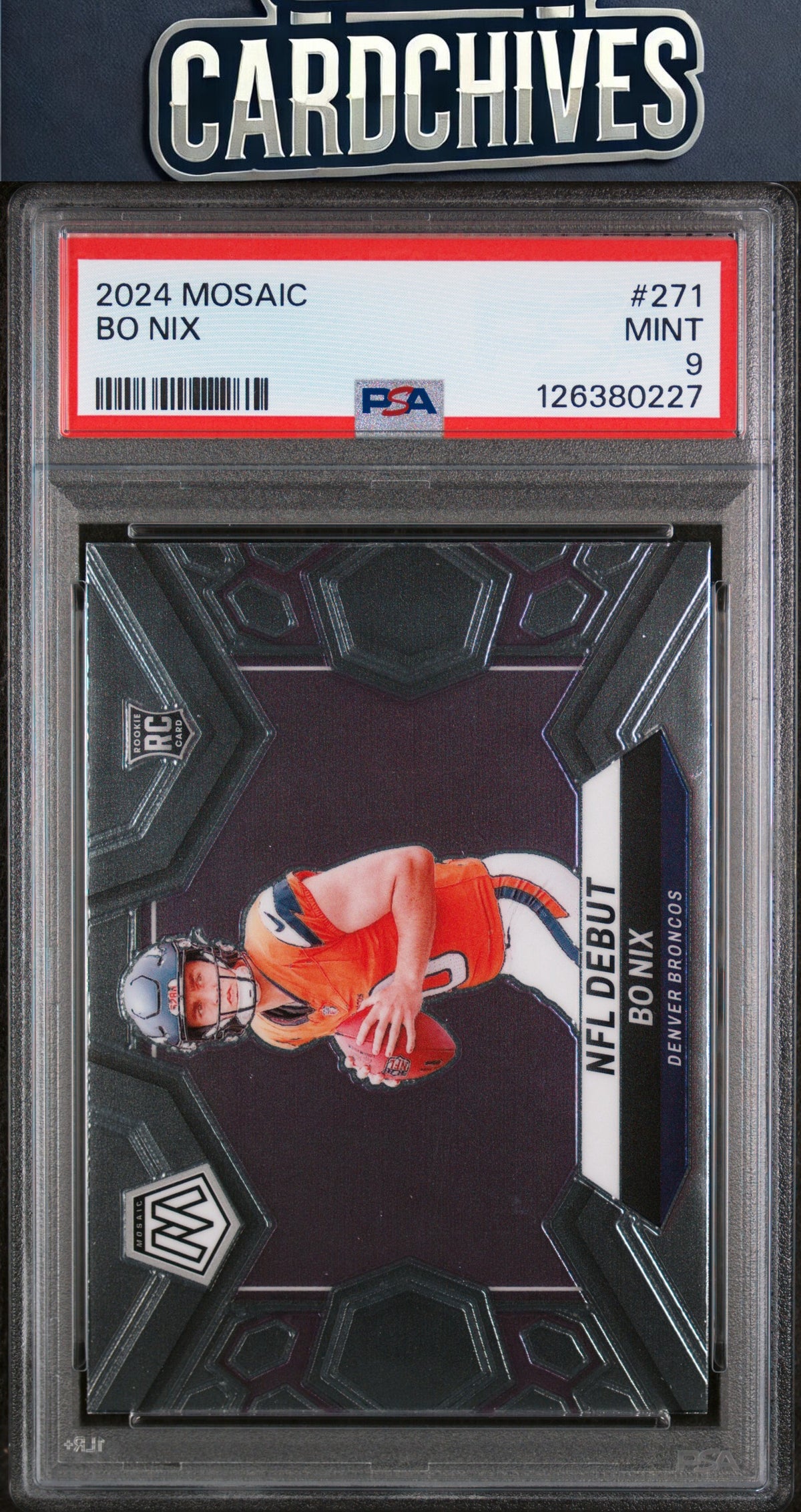 Bo Nix 2024 Panini Mosaic #271 PSA 9 MINT