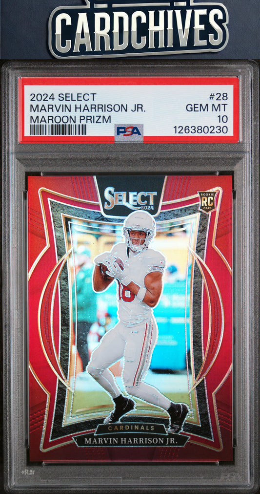 Marvin Harrison Jr. 2024 Panini Select #28 Maroon Prizm #/149 PSA 10 GEM MT