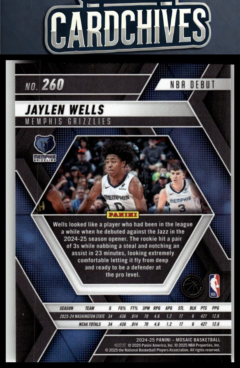 Jaylen Wells 2024-25 Panini Mosaic #260 Base Mosaic Rookie RC BASE