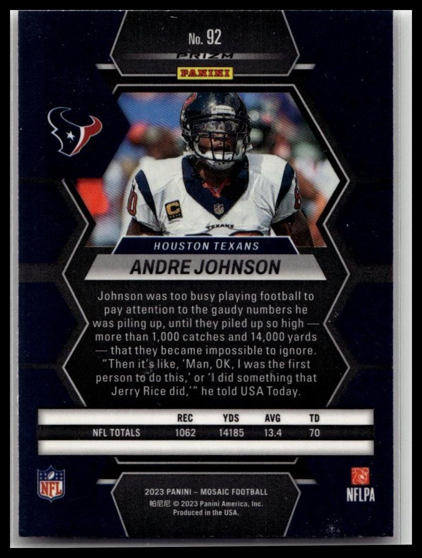 Andre Johnson 2023 Panini Mosaic #92 Camo Pink Mosaic