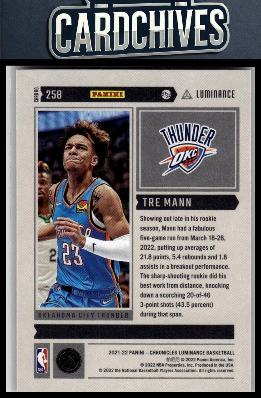 Tre Mann 2021-22 Panini Chronicles #258 Rookie RC