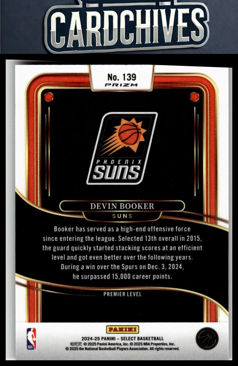 Devin Booker 2024-25 Panini Select #139 Blue Prizm