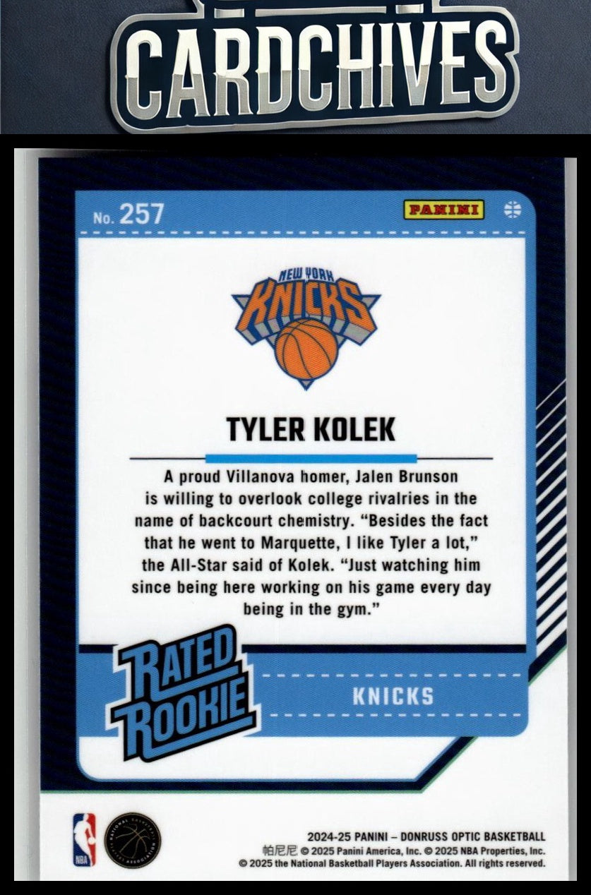 Tyler Kolek 2024-25 Donruss Optic #257 Rookie RC