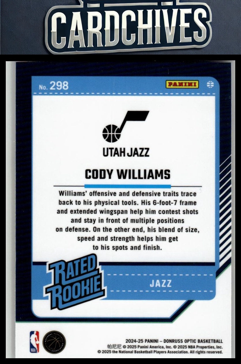 Cody Williams 2024-25 Donruss Optic #298 Rookie