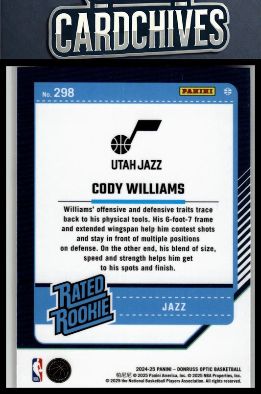 Cody Williams 2024-25 Donruss Optic #298 Rookie