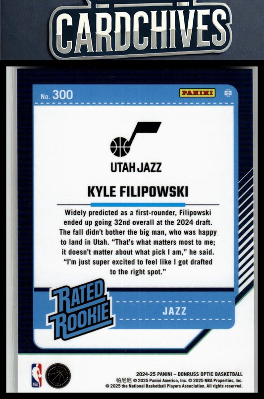 Kyle Filipowski 2024-25 Donruss Optic #300 Rookie RC
