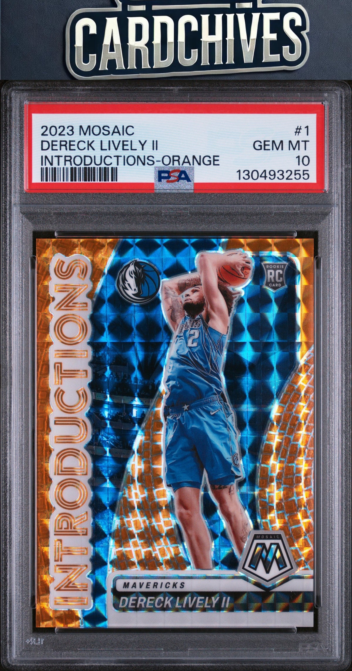 Dereck Lively II 2023-24 Panini Mosaic #1 Introductions Orange #/49 PSA 10 GEM